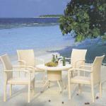 comfortable outdoor PE rattan white table and chair(TZC-DS-010) TZC-DS-010