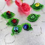 Cute Lady beetles Murano Glass handicraft heart shape Wine Charms Set of 6 FW40047