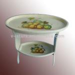 CZ-VS1369 Wooden tea table with hand painted fruit antique white CZ-VS1369