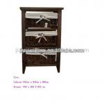 Dark Brown Wooden storage cabinet with wicker baskets JY-607