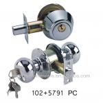 Deadbolt and Knob Lock Set in Polished Chrome Finish SKL-102+5791PC