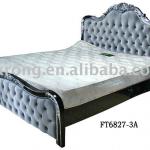 deluxe fabric double bed,size:220*200*155,wooden frame FT-6827-3A