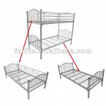 detachable antique silvery metal bunk bed BED-M-09