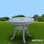 DIA88CM White Plastic Outdoor Table with Tulip Pattern at the table top HNT3037