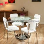 Dining Set Glass Round Table 4 x White American Diner Chairs / Chair zk4496