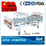 double crank hospital bed(aluminum alloy siderails,with over-bed table) DP008,double crank hospital bed