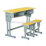 Double wooden school furniture/school desk and chair SF-B003