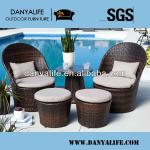 DYBS-D5206, Wicker Garden Patio Bistro Set, Rattan Outdoor Restaurant Table Chair, 2 Seat Coffee Table Set DYBS-D5206