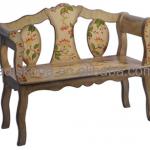 European Style Wooden Love Seat With Hand Painted Flower Pattern 26-054