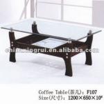 F-107,transparent and brown rectangle cafe table (with temperet glass,stainless steel tubes) F-107