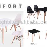 Fashion Design Cheap Popular plastic dining table with wooden legs DT-03