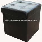 Faux Leather Folding Cube Modern Storage Ottoman with Button 4A-112HB