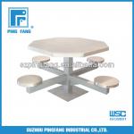 Floor Mounted 4 Man Metal Pedestal Table with stainless steel top PFM1