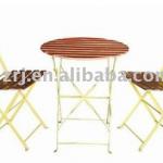 foldable bistro set yellow wooden seat GSST121