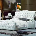 French Style modern Leather Bed With Crystal A1181