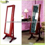 Furniture free standing mirror jewelry armoire,Dressing Rotating in Wood GLD13318