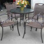 glass aluminium table rattan outdoor coffee chair YT40 YC091