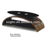 glass and arc curved plywood coffee table GHC3039