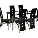 Glass Chrome Cream Dining Set with 6 Chairs 31550&amp;31710