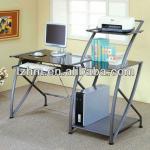 Glass Metal Modular Computer Desk With Bookshelf LZ-13-02 LZ-13-02