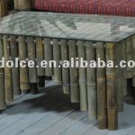 Glass top bamboo table DS-WY3069