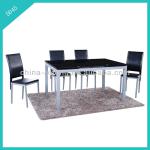 glass top dining table with leather chairs D045-90N