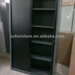 Gray black color plastic tambour sliding door cabinet,4 shelves steel filing caibnet,Full disassembled office furniture TW-236