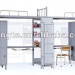 grey metal bunk beds, steel dorm bunk beds with stairs,lockers/ school metal bunk beds MB015