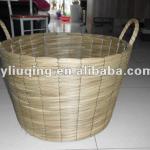 Grey wicker laundry basket with handle, facotry supply LQ2313