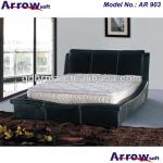 GuangDong White modern Upholstery home furniture PU bed AR903