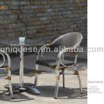 Hamilton round caffe table and Alum texlyline chair outdoor 3pcs/set U1255-70&amp;U1188 Shiny