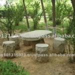 Hand Carved Natural Stone Bench/Table .