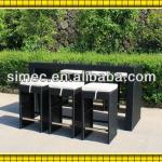 HDPE rattn wicker and aluminum bar table and stools SCBT-004 SCBT-004