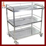 Heavy duty medicine steel 3 layer mobile stainless steel hospital trolley HH-HT006