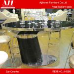 High-end fashion black round glass &amp; stainless steel bar table HG56 HG56