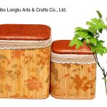 Home fashion rustic foldable bamboo storage stool&amp;ottoman LTO002