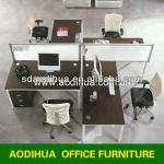 Hot sale four people modern melamine particle board glass modular workstation OA-015