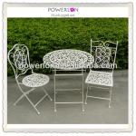 Hot Selling Stackable White Wrought Iron Dining Table Set pl08-5508