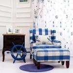 Individualized Ocean Deep Blue Grid Kid Sofa (BF07-70177) BF07-70177