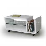 Italian style White MDF coffeetable with wheel CJ-001