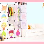 Kids bedroom furniture with cartoon doors in white color FH-AL0039-12 Kids bedroom furniture