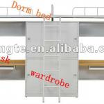 Latest school furniture, school bunk bed with desk and wardrobe for dormitory MB007-XT