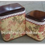 living room floral printing bamboo storage stool ottoman beaufy12-006