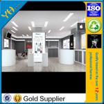 MDF retail mobile display showcase / Customized tempered display cabinets with led lights/iphone display kiosk j002