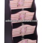 MDF wooden magazine racks/ wooden newspaper racks/pink four layers magazine holder 28-058