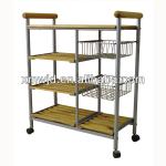 melamine wooden board material mobile metal kitchen rack WJD-642