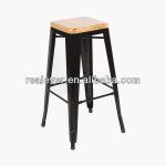 metal tolix high stool with wooden cushion SM018