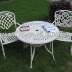 Metal top round dining table and chair/Garden oasis patio furniture factory direct wholesale WF-1056