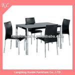 modern black tempered glass dining tables and chairs HTDS-15 dining sets