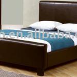 modern faux leather black color double size bed frame leather bed 112601